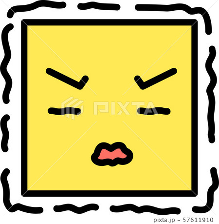 四角い 正方形 顔アイコン 表情 感情表現シンプル イラストのイラスト素材