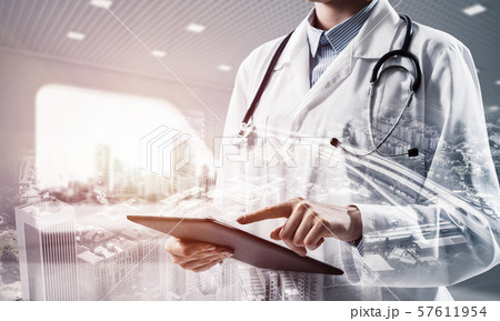 Successful doctor and modern technologies. Successful doctor and modern technologies. 57611954