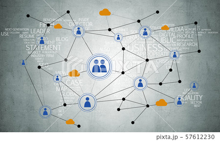 Lines and dots as networking idea drawn on cement background 57612230