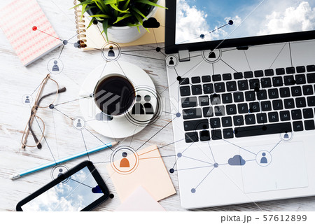 Social communication and global networking concept 57612899