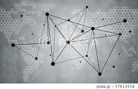 Lines and dots as networking idea drawn on cement background Lines and dots as networking idea drawn on cement background 57613558