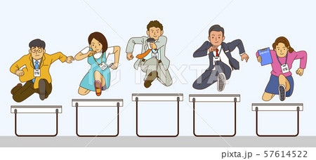 Concept of successful business jumping together illustration 006 57614522