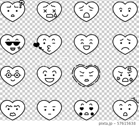 ハート型 恋愛 顔アイコン 表情 感情表現 シンプル イラスト セットのイラスト素材