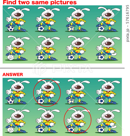 同じもの探し、ウサギのサッカー選手 57616795