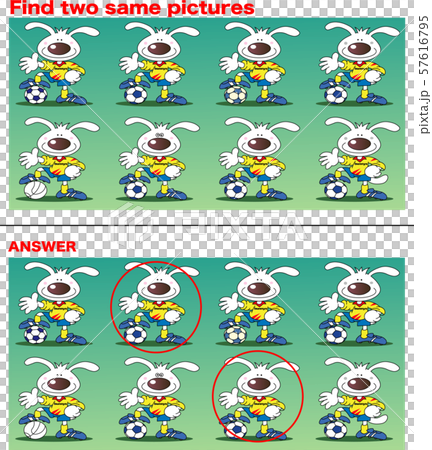 同じもの探し、ウサギのサッカー選手 57616795