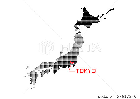 日本地図の中の東京 日本の拠点 東京のイラスト素材