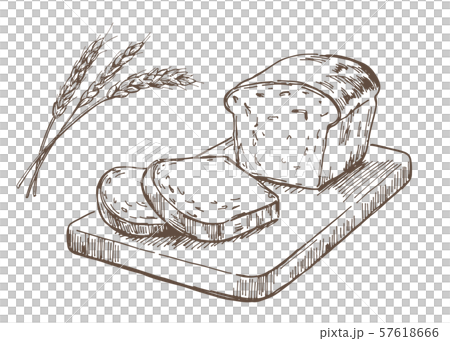 手描きイラスト素材 食パン パウンドケーキ パンのイラスト素材
