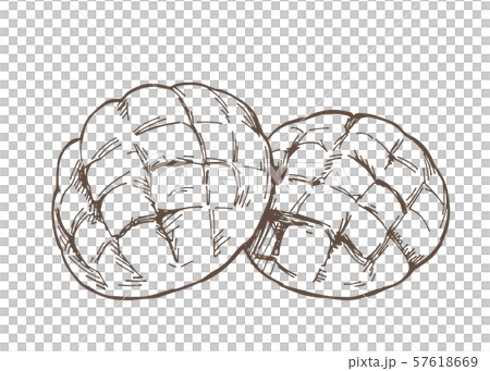 手描きイラスト素材:パン、メロンパン 手描きイラスト素材:パン、メロンパン 57618669