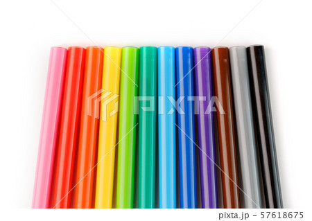 Multi-colored felt-tip pens, markers on a white 57618675