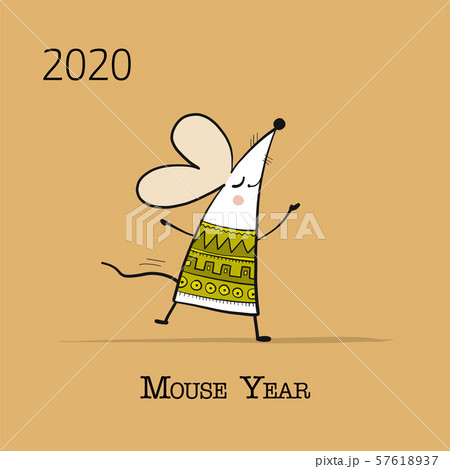 Funny mouse, symbol of 2020 year. Banner for your design Funny mouse, symbol of 2020 year. Banner for your design 57618937