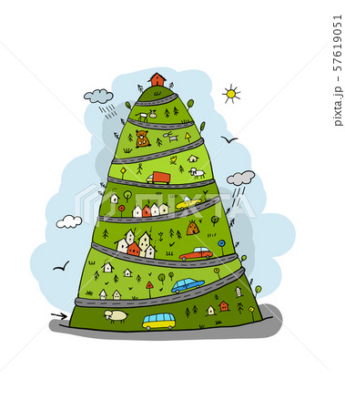 City on green hill, sketch for your design 57619051