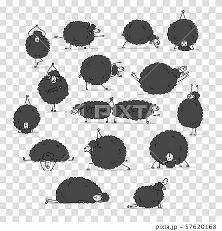 Funny sheep doing yoga, sketch for your design Funny sheep doing yoga, sketch for your design 57620168