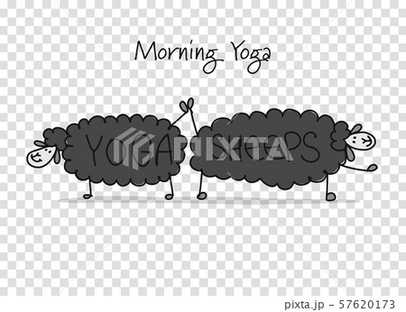Funny sheep doing yoga, sketch for your design 57620173