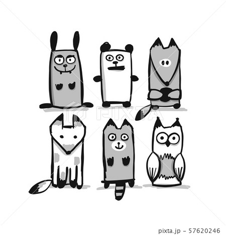 Forest animal character collection, sketch for your design 57620246
