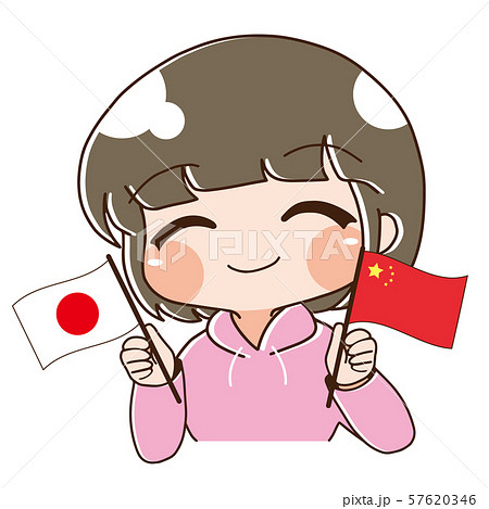 ベクター 日本と中国を応援する人のイラスト素材