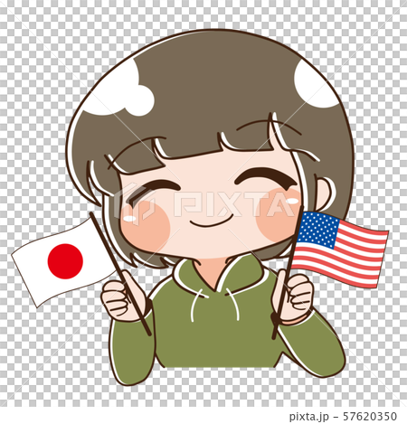 ベクター 日本とアメリカを応援する人のイラスト素材