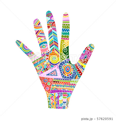 Ornate hand, boho style. Sketch for your design 57620591