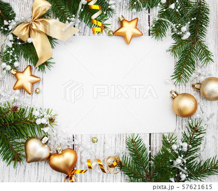 christmas background - blank paper with decoration 57621615
