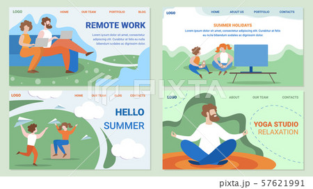 People Work and Leisure Flat Vector Web Pages Set 57621991