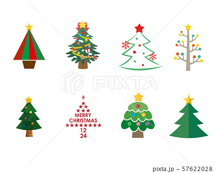 クリスマスツリーのバリエーションセットのイラスト素材