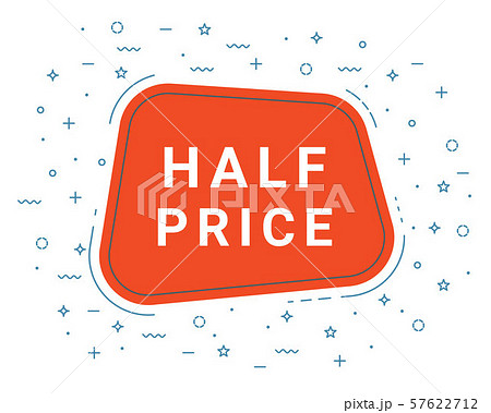 Half Price Speech Bubble Banner Sign, Design Template. Business Label Promo Offer. 57622712