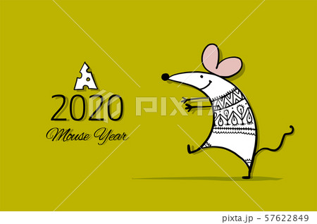 Funny mouse, symbol of 2020 year. Banner for your design Funny mouse, symbol of 2020 year. Banner for your design 57622849