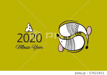 Funny mouse, symbol of 2020 year. Banner for your design Funny mouse, symbol of 2020 year. Banner for your design 57622851