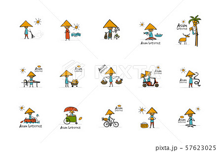 Asian lifestyle, people characters for your design 57623025