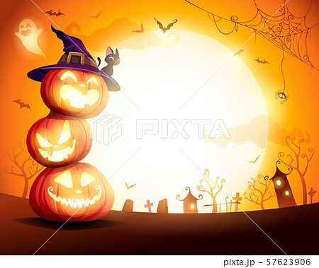 Halloween Pumpkin Pile. Stacked pumpkins in the moonlight. Jack O Lantern. Halloween Pumpkin Pile. Stacked pumpkins in the moonlight. Jack O Lantern. 57623906
