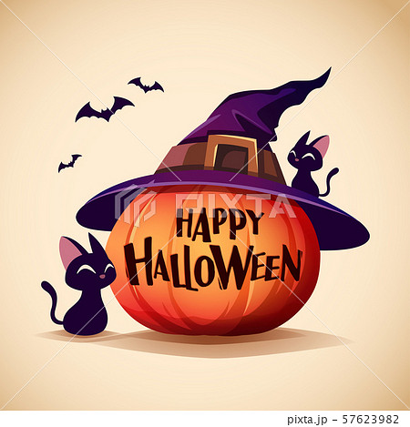 Halloween pumpkin. Jack O Lantern Pumpkin with witch hat. Halloween pumpkin. Jack O Lantern Pumpkin with witch hat. 57623982