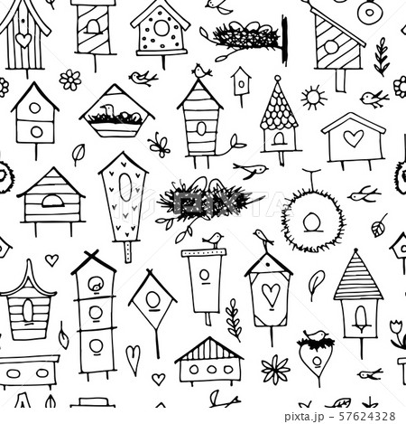 Birdhouses, seamless pattern for your design Birdhouses, seamless pattern for your design 57624328