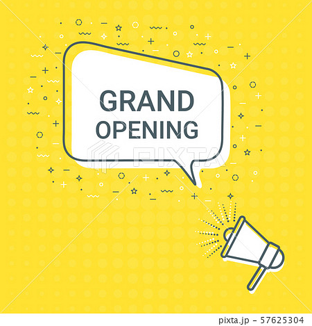 Megaphone With Grand Opening Speech Bubble. Loudspeaker. Illustrations For Promotion Marketing For 57625304