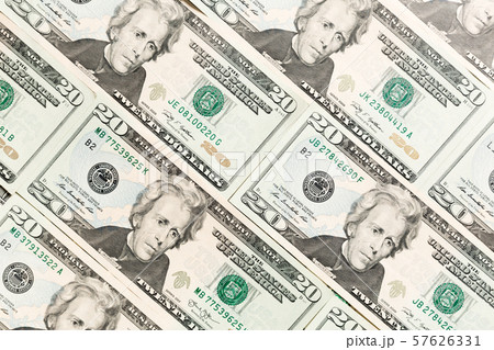 Close up of 20 dollar bills as a background. Close up of 20 dollar bills as a background. 57626331