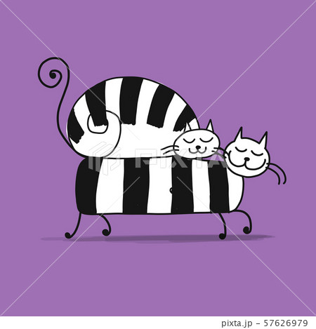 Couple of striped cats, sketch for your design Couple of striped cats, sketch for your design 57626979