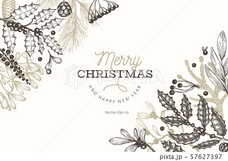 Christmas banner template. Vector hand drawn 57627397