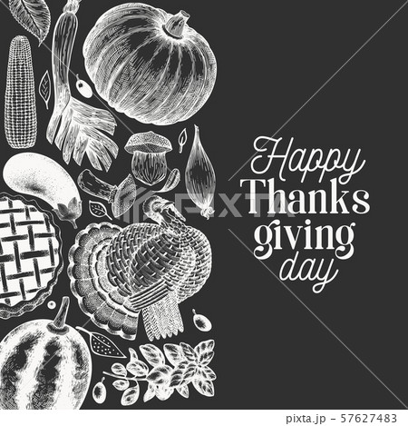 Happy Thanksgiving Day banner. Vector hand drawn 57627483