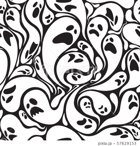 Ghost seamless pattern in black and white. 57629153
