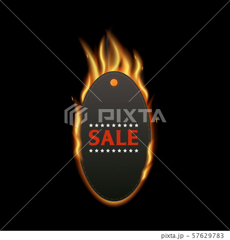 SALE - burning black price tag with realistic fire and text 57629783