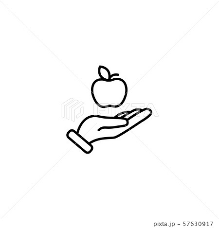 Web line icon. Apple in hand black on white background 57630917