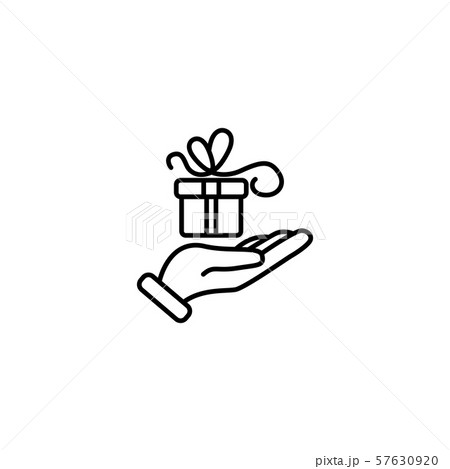 Web line icon. Gift in hand black on white background Web line icon. Gift in hand black on white background 57630920