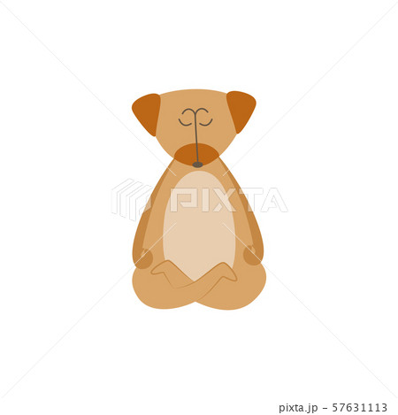 Cartoon dog in yoga meditation pose - brown pet animal sitting with eyes closed Cartoon dog in yoga meditation pose - brown pet animal sitting with eyes closed 57631113