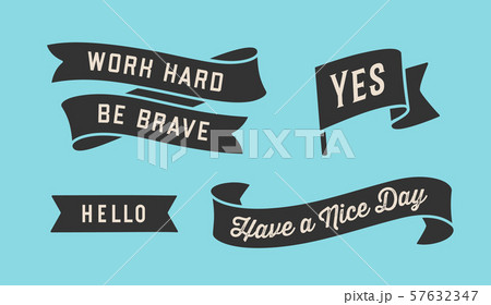 Ribbon Banner. Set of black ribbon banner with text, phrase 57632347
