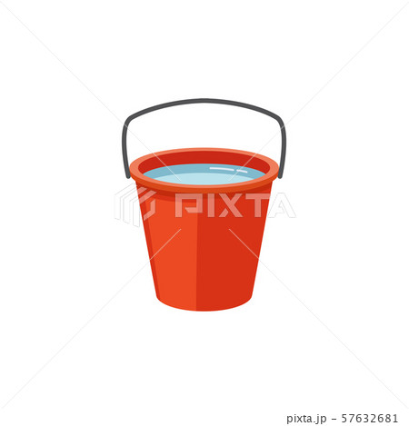 Red plastic bucket of water - simple flat icon of liquid container 57632681