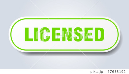 licensed sign. licensed rounded green sticker. 57633192