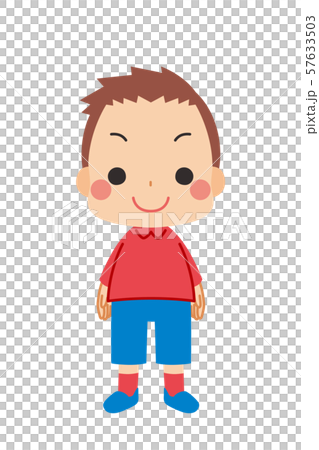 ニッコリ笑うスポーツ刈りの男の子のイラスト素材