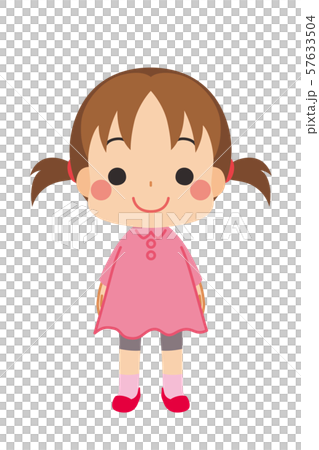 ニッコリ笑うツインテールの女の子 57633504