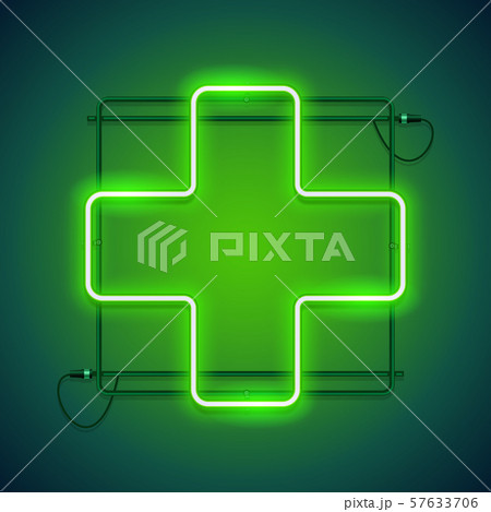 Pharmacy Neon Sign with a Green Cross Pharmacy Neon Sign with a Green Cross 57633706