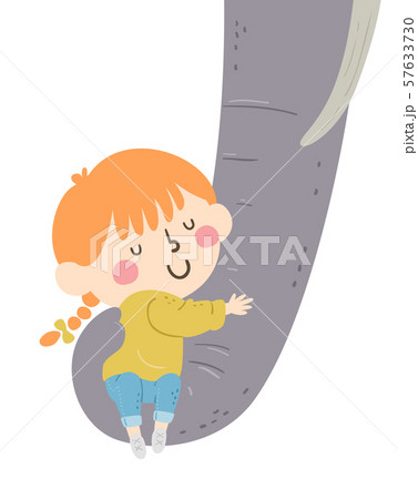 Kid Girl Hug Elephant Trunk Illustration 57633730