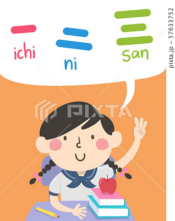 Japanese Kid Girl Numbers 123 Illustration Japanese Kid Girl Numbers 123 Illustration 57633752