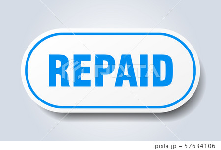 repaid sign. repaid rounded blue sticker. repaid 57634106